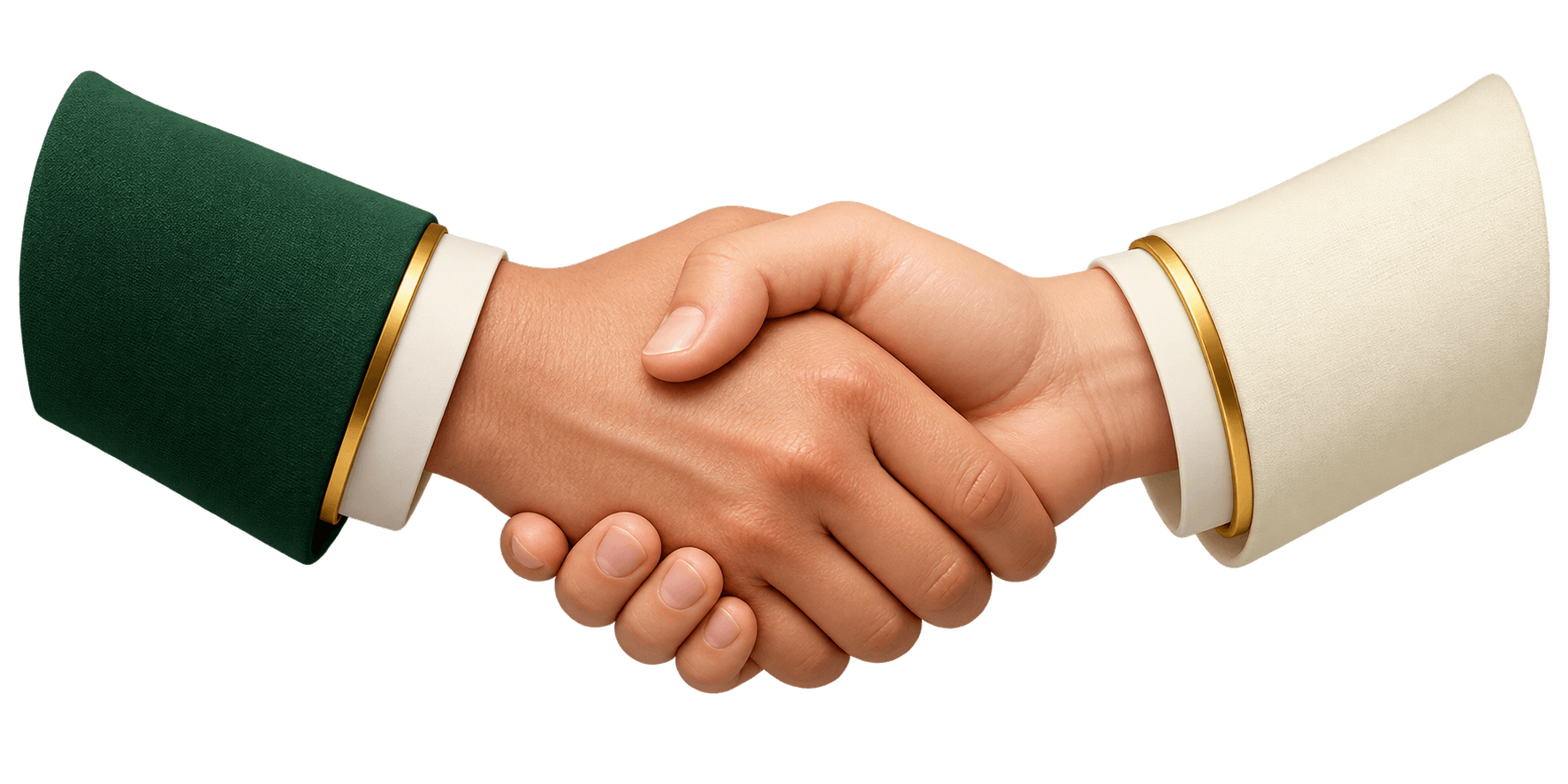 Two partners greeting with a handshake