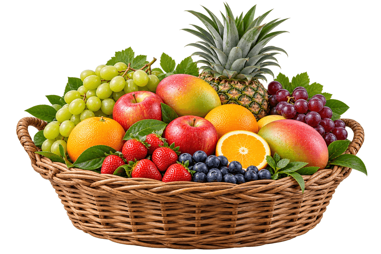 A colourful basket of fresh fruit